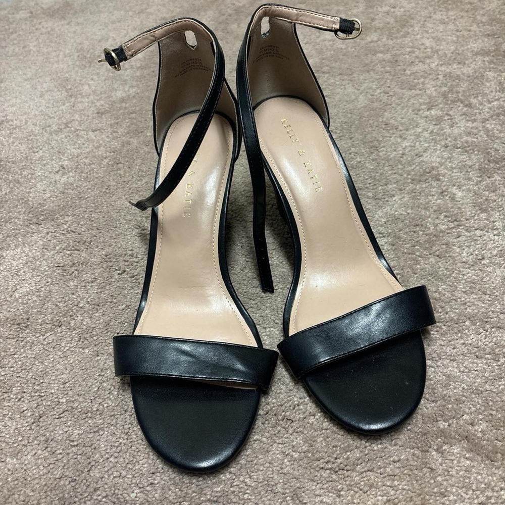 Kelly & Katie Elegant Black Strap Heels